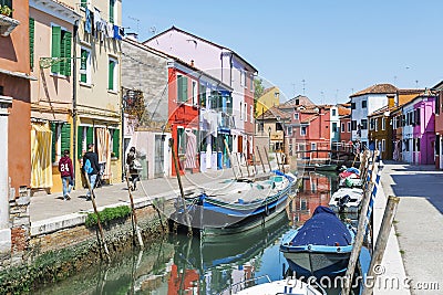 Picturesque streets of Burano Island in Venice Editorial Stock Photo