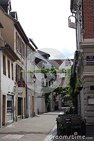 The picturesque streets of Mulhouse in summer. Editorial Stock Photo