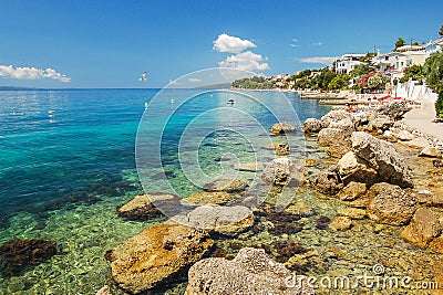 Picturesque summer landscape of Dalmatian coast in Brist, Croatia Stock Photo