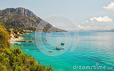 Picturesque summer landscape of Dalmatian coast in Brist and Gradac, Croatia Stock Photo