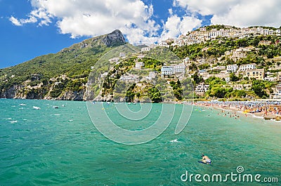 Picturesque summer landscape of vietri sul mare beach, Italy. Editorial Stock Photo