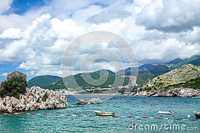 Adriatic seacoast, Przno beach, Milocer, Montenegro Stock Photo