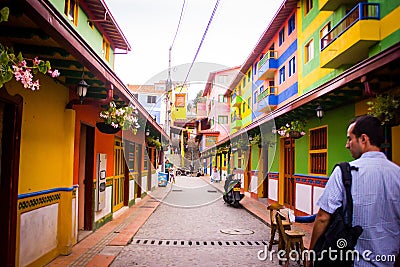 Picturesque, traditional and colorful little town Guatape, Colombia Editorial Stock Photo