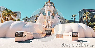 Picturesque view of an ancient Egyptian god statue standing prominently in Las Vegas, United States Editorial Stock Photo