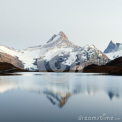 Picturesque view on Bachalpsee lake in Swiss Alps mountains Stock Photo