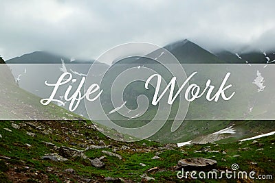 Picturesque view of foggy mountains. Concept of balance between work and life Stock Photo