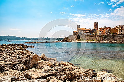 Picturesque view of historic center of Antibes, French Riviera, Provence, France Stock Photo
