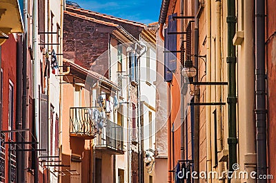 Picturesque view of the streets of Collioure, France Stock Photo