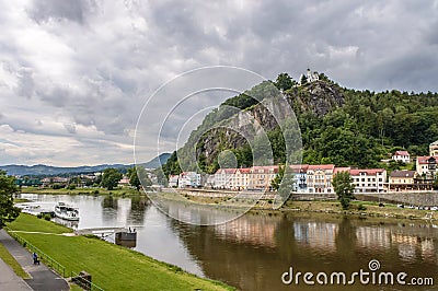 Picturesque view in the town of Decin Stock Photo