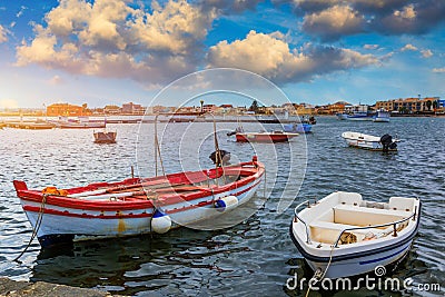The picturesque village of Marzamemi, in the province of Syracuse, Sicily. Square of Marzamemi, a small fishing village, Siracusa Stock Photo