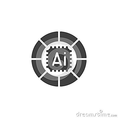 Pie chart AI processing vector icon Cartoon Illustration