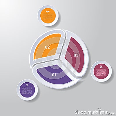 Pie chart or area chart diagram infographics three position Vector Illustration