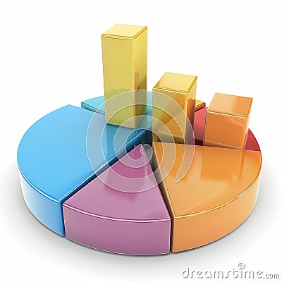 a pie chart with different colored bars Stock Photo