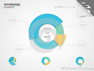 Pie chart. Elements for infographic Vector Illustration