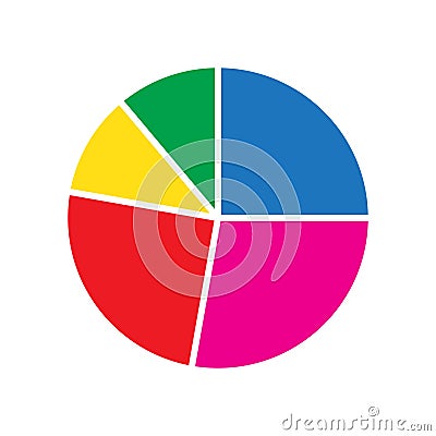 Pie chart flat icon, diagram icon Vector Illustration