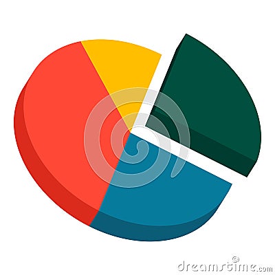 Pie chart with four sections isolated Vector Illustration