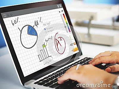 Pie Chart Graph Analysing Data Concept Stock Photo