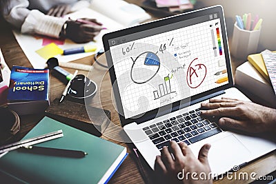 Pie Chart Graph Analysing Data Concept Stock Photo