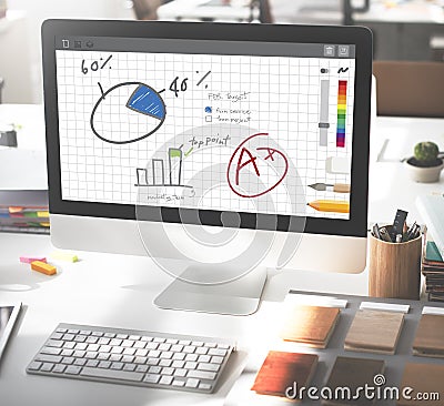 Pie Chart Graph Analysing Data Concept Stock Photo