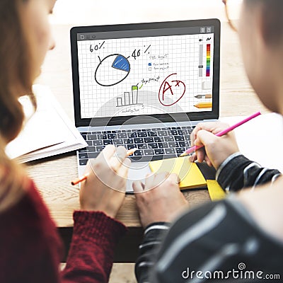 Pie Chart Graph Analysing Data Concept Stock Photo
