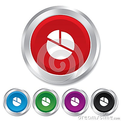 Pie chart graph sign icon. Diagram button. Vector Illustration