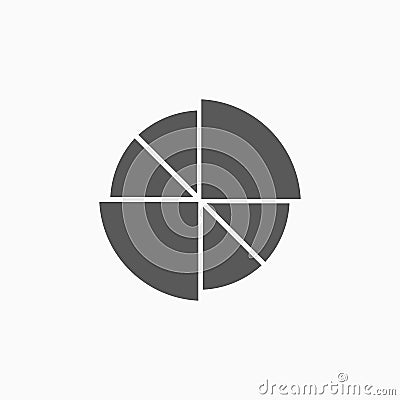 Pie chart icon, graph, math, statistic Vector Illustration