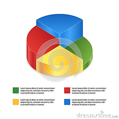 Pie chart on isolated background. Isometric pie charts different Vector Illustration