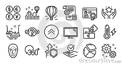 Pie chart, Ranking and Swipe up line icons set. Vector Vector Illustration