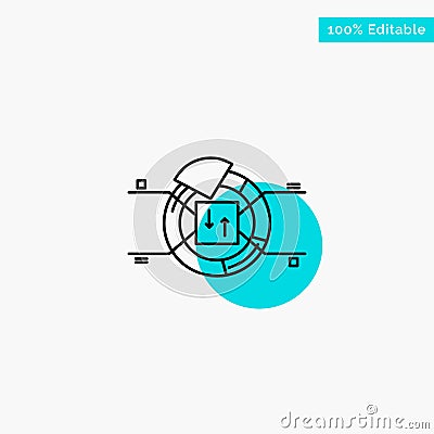 Pie, Chart, Report, Percentage turquoise highlight circle point Vector icon Vector Illustration