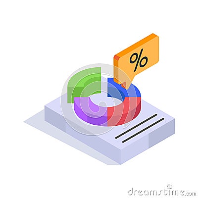Pie chart representing data analysis and percentage breakdowns Vector Illustration