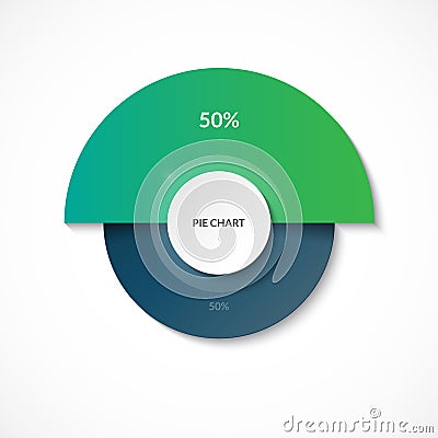 Pie chart. Share of 50 percent. Circle diagram for infographics. Vector banner. Stock Photo