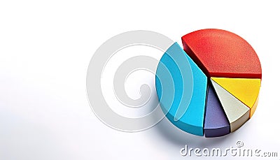 Pie or circle graph which is divided into slices to illustrate numerical proportion. In a pie chart, the arc length of each slice Stock Photo