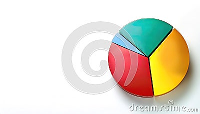 Pie or circle graph which is divided into slices to illustrate numerical proportion. In a pie chart, the arc length of each slice Stock Photo