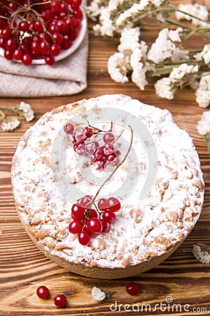 Pie on a wooden table. Rustic baking Stock Photo