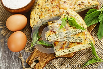 Pie with nettle Stock Photo