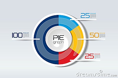 Pie round, circle graph, chart. Simply color editable. Vector Illustration