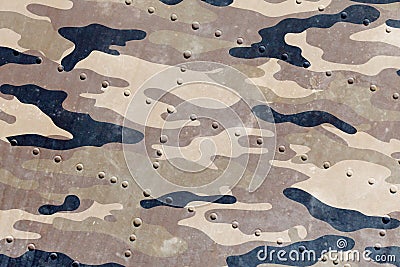 Piece of aircraft grunge metal background, army camo Stock Photo