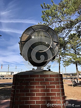 A piece of an airplane is mounted at the Tuskegee Airman Monument stands at Walterboro Army Air Field Base in South Carolina, USA Editorial Stock Photo
