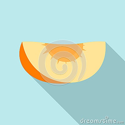 Piece of apricot icon, flat style Vector Illustration
