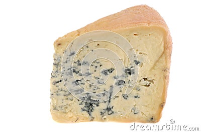 Piece of Bleu d`Auvergne close-up on white background Stock Photo