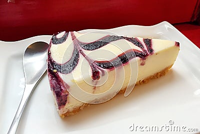 a piece of blueberry cheese cake Stock Photo