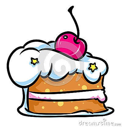 Piece cake cherry Cartoon Illustration