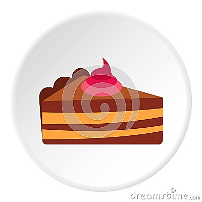 Piece of cake with cream icon circle Vector Illustration