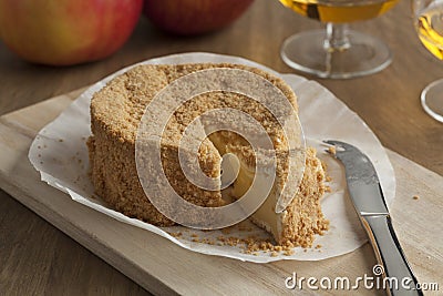 Piece of Calvados Camembert Stock Photo