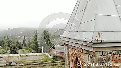 Piece of chapel building in the foreground. Stock Photo