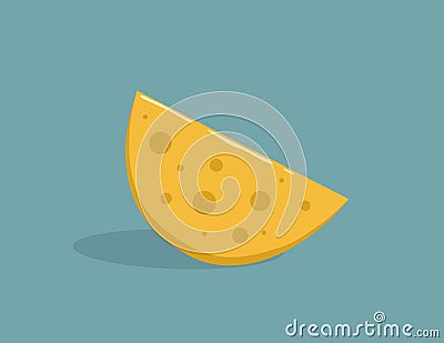 Piece of cheese, flat design style icon, vector illustration Vector Illustration