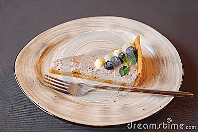 A piece cheesecake on plate Stock Photo