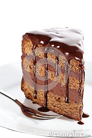 Piece of chocolate cake Stock Photo