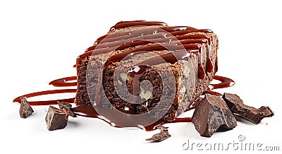 Piece of chocolate cake brownie Stock Photo