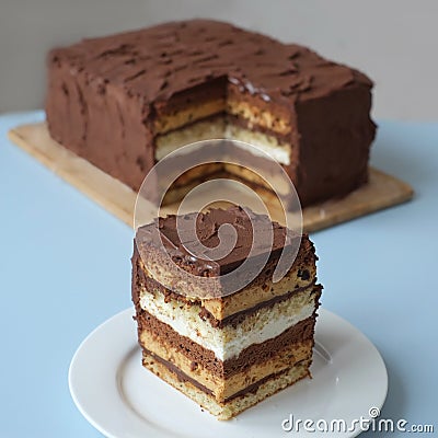 Piece of chocolate cake Stock Photo